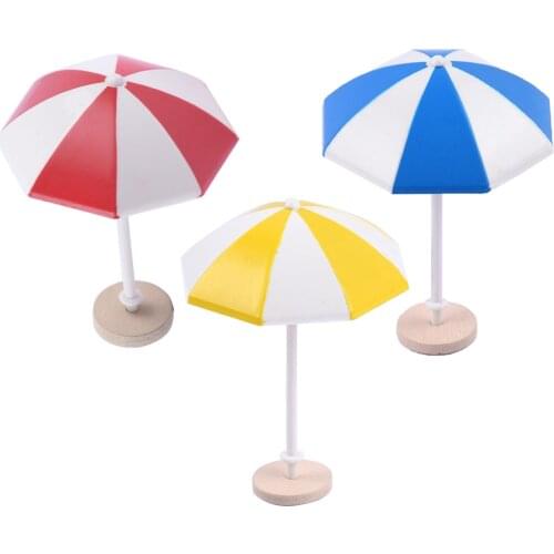 Beach Umbrella Model For 1/12 Dollhouse Plastic Umbrella Dollhouse Garden &Cake Accessories Kids Pretend Play Toy RED BLUE