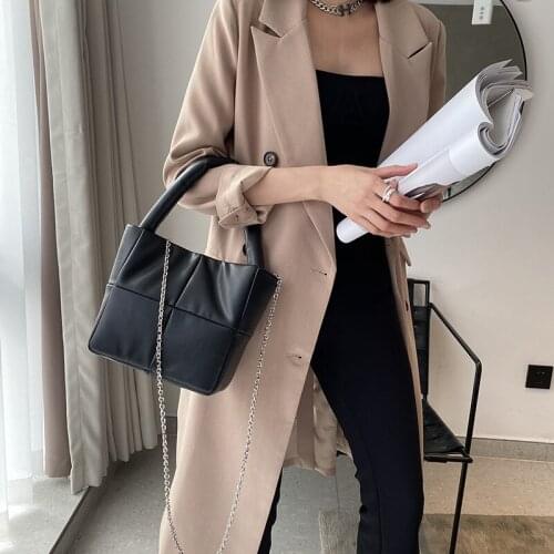 Fashion space padded buckets bag for women designer handbags luxury soft pu leather down shoulder crossbody bag lady small totes