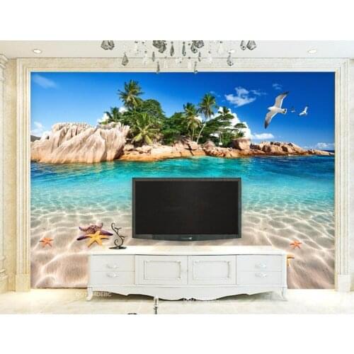 WDBH custom mural 3d photo wallpaper Mediterranean island beach landscape home decor 3d wall murals wallpaper for living room