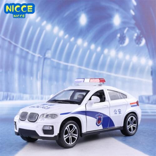 1:32 Police Alloy Pull Back Diecast Car Model X6 Toys with Sound Light Gift Toys For Children