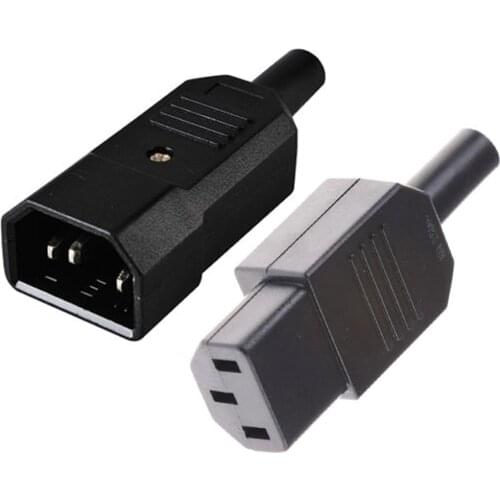 New DIY 10A 250V Black IEC C13 C14 female male Plug Rewirable Power Connector 3 pin AC Socket one pair