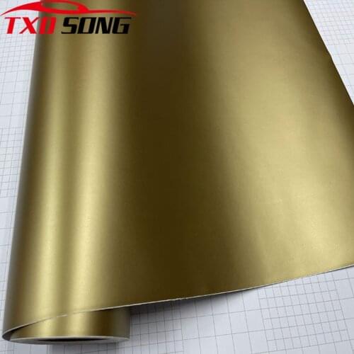 New arrival Self Adhesive PVC Gold Golden Matte Vinyl Wrap Car Sticker Decal with Air Release DIY Styling Car Wrapping Foil