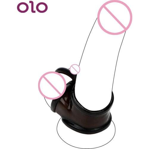 OLO Elastic Dildo Extender Penis Ring Delay Ejaculation Male Chastity Device Cock Ring Sex Toys for Men Male Adult Products