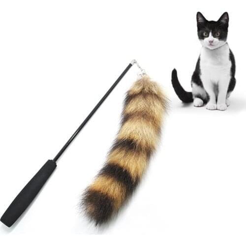 Cat Teaser Wand Creative Faux Tail Bell Decor Cat Teaser Toy Cat Interactive Toy For Cats Interactive Stick Cat Supplies