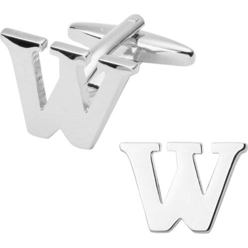 A pair of high quality silvery letter W Cufflinks design mens shirt cuff brass Cufflinks wholesale and retail
