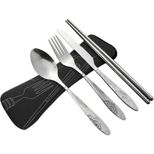 Hot Outdoor Tableware Portable Stainless Steel Fork Spoon Chopsticks Travel Camping Tools Tableware Picnic equipment