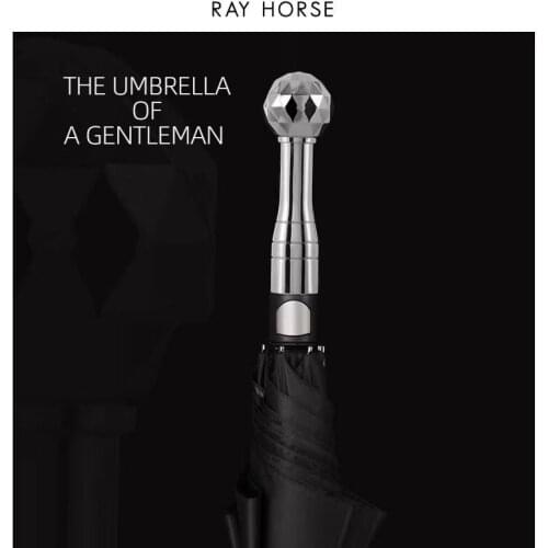 Ray Horse Light Luxury High-end Wands Business Mens Wind-Resistant Vinyl Sunblock Summer Outdoor Big Black Color Umbrella