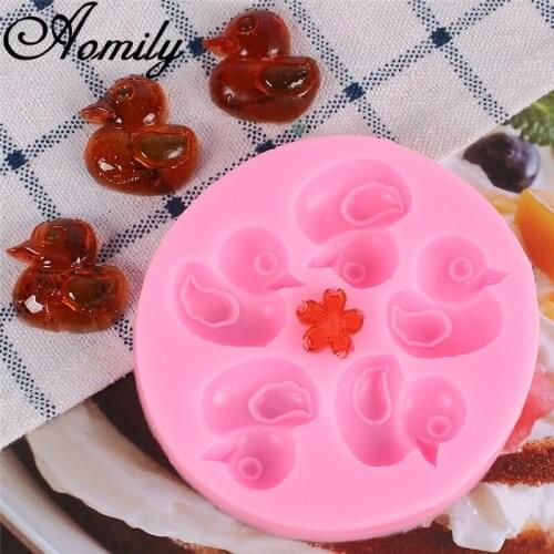 Aomily Duck Flower Cake Silicone Mold DIY Embossed Fondant Molds Chocolate Candy Biscuits Moulds Wedding Decoration Baking Tools
