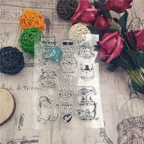 Hot sale Cartoon cat Transparent Clear Stamps / Silicone Seals Roller Stamp for DIY scrapbooking photo album/Card Making