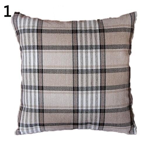 Modern Plaid Pillow Case Throw Square Protector