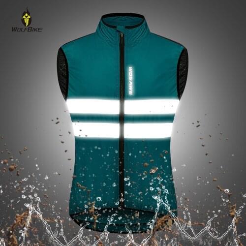 WOLFBIKE Reflective Waterproof Cycling Vest Thin Windproof Sports Sleeveless Jersey Jackets Clothing MTB Bike Bicycle Wind Coat