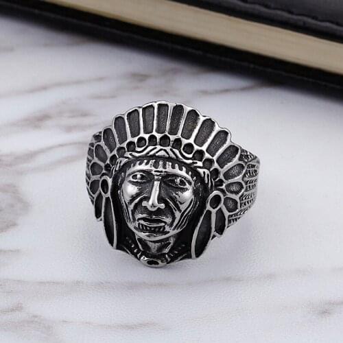 Titanium ring retro Indians chief ring punk non-mainstream men and women ring