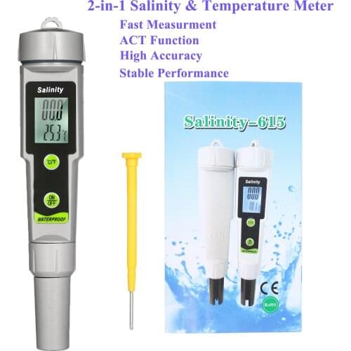 Salinometer Waterproof Salinity Test Pen 2-in-1 Salinity & Temperature Meter Portable Salinity Meter Salimeter Pen Type