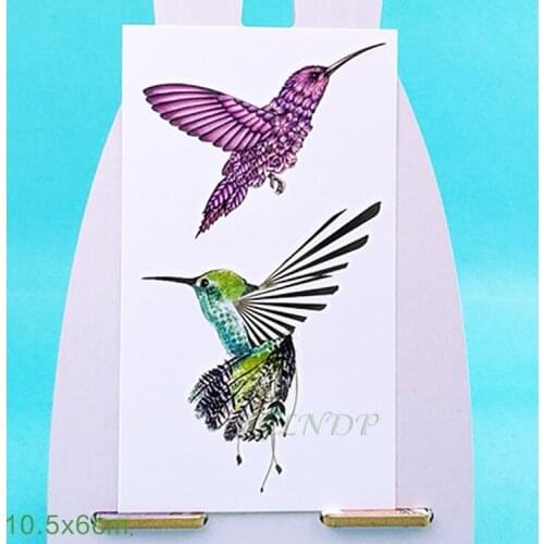 Waterproof Temporary Tattoo Sticker blue fly bird Kingfisher Humming birds tatoo flash tatto fake tattoos