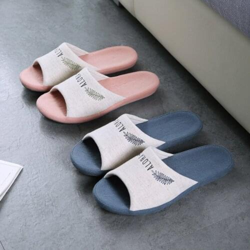 Four Seasons Cotton and Linen Home Floor Non-slip Indoor Men and Women Pelvic Slippers