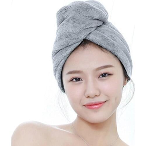 Women Soft Microfiber Hair Drying Shower Cap Turban Bath Towel Head Wrap Hat