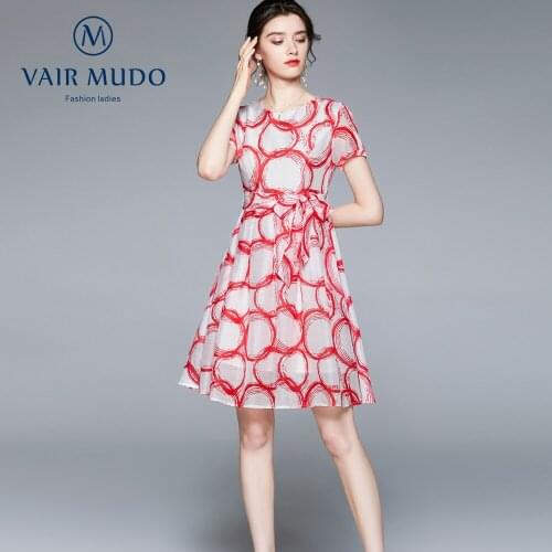 Summer French Chiffon Temperament Dress Clothes Waist Was Thin 2021 New Dress Women Comfortable Female Dress O-Neck Y-241