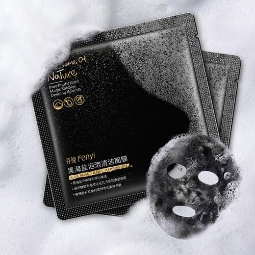 1PC Black Sea Salt Foam Mask Deep Cleansing Shrink Pores Oil Control Anti Acne Lighten Melanin Smooth Facial Pack Wrapped Mask
