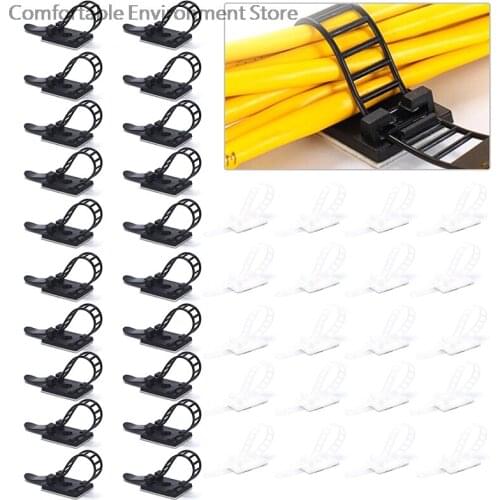 20Pc Fixed Management Mount Tie Nylon Multipurpose Wire Clamp Self-adhesive Clip