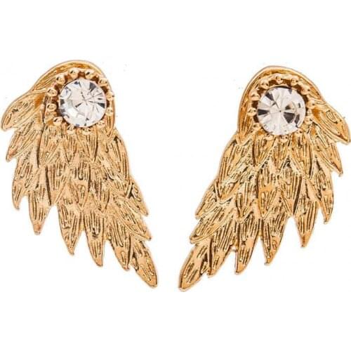 2017 The New Womens Angel Wings Rhinestone Inlaid Alloy Ear Studs Jewelry Party Earrings Stud Earrings Boucle D'oreille