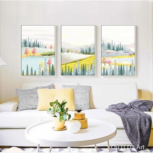 No frame modern 3pcs watercolor landscape set canvas printings oil painting printed on canvas home wall art decoration picture