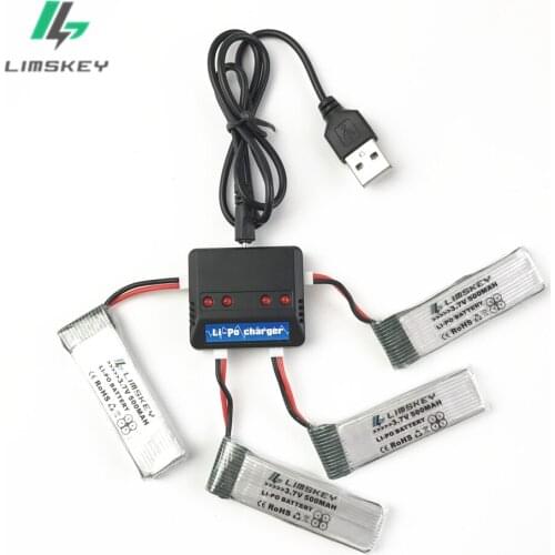 4 in 1 3.7V USB Charger with 4pcs 3.7V 500mah lipo battery For H37 E50 E50S GoolRC T37 RC Quadcopter Parts