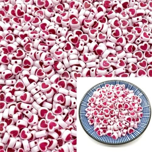 50pcs 8x5mm Love Acrylic Bead Loose Spacer Beads For Jewelry Making DIY Bracelet Accessories #A46a05
