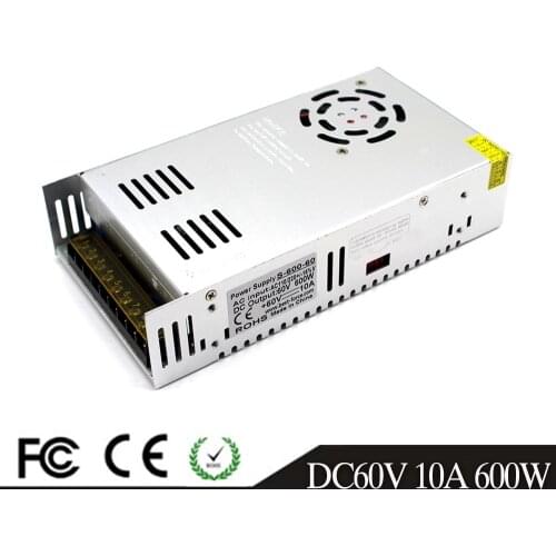 600W 60V 10A Switching Power Supply Driver Transformers AC110V 220V TO DC60V SMPS for Led Strip Modules Light CCTV 3D Printer