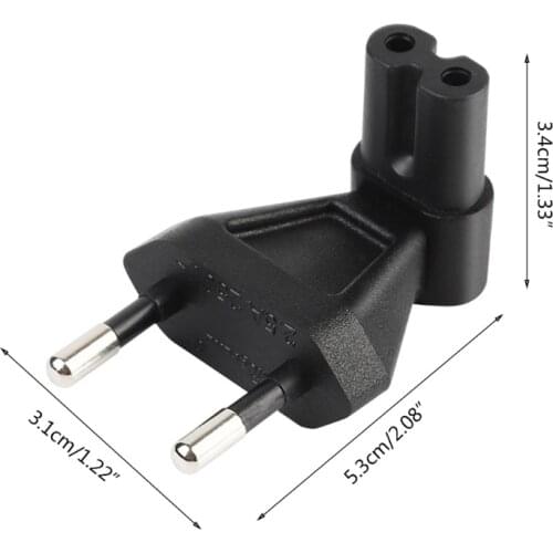 EU Mains Power Cable Adapter EU PLug To IEC320 C7 Right Angle Adapter Plug 250V/10A Portable Computer Power Converter