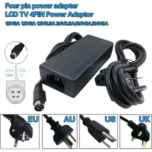 TV LCD Power Adaptor DC12v 5a 12v 6a 12v 8a 24v 2a 24v 3a 24v 5a 4pin adapter VCR Adapter 24V3A four pin switching power supply