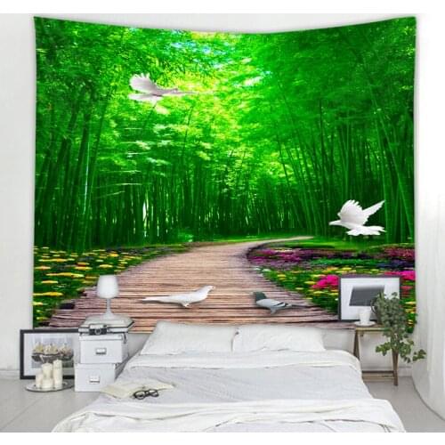 Bamboo forest green wall carpets tapestry home decoration