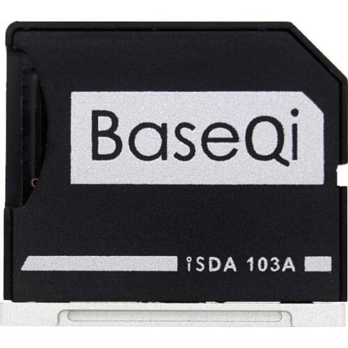 BaseQi Aluminum Micro SD to SD Memory Card Adapter Stealth Drive Card Reader For MacBook Pro Retina 13"/15" and MacBook Air 13"