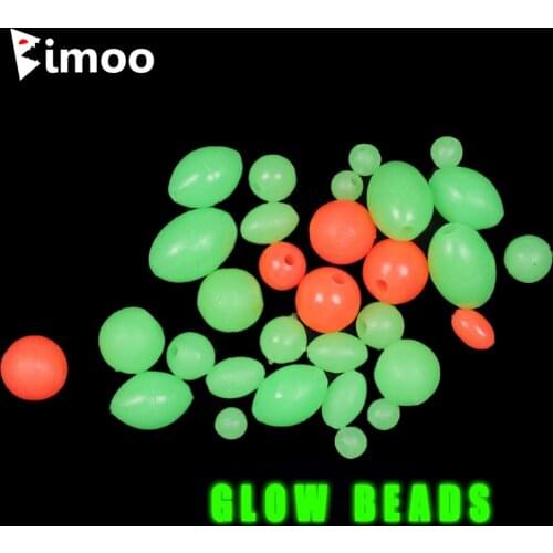 Bimoo Set of 385pcs Oval Soft Luminous Fishing Beads Round Sink GLOW Beads for Treble Hook Fishing Rigs Green Red Fishing Lures