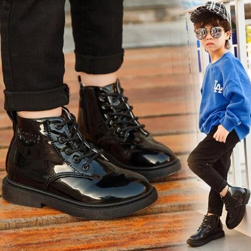 Skoex Childrens Boots Boys Girls Spring/autumn Boots Kids Martin Shoes Boy Short Booties Waterproof Pu Child Fashion Sneakers