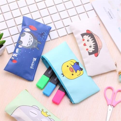 DL Cute cartoon stationery pencil case B6 canvas zippered paper bag portable test of male and female students