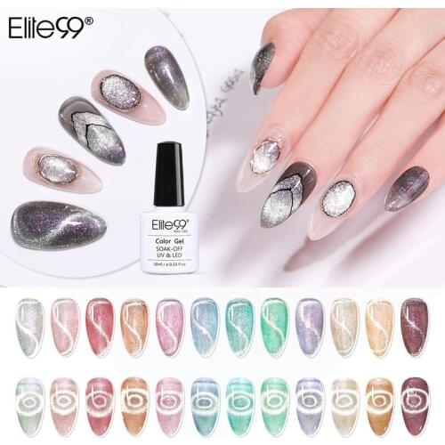 Elite99 10ml Galaxy Platinum Magnetic Cat Eye Nail Gel Polish Hybrid Nail Glitter Varnishes Translucent UV Gel Nail Manicure