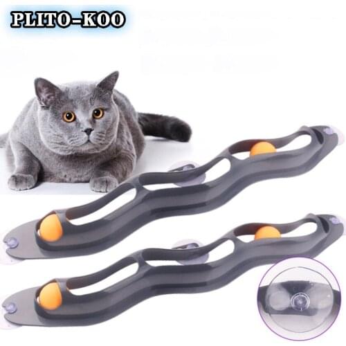Pet toy adsorption window type ping-pong track ball interactive funny cat educational toy set easy to install pet supplies