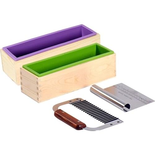 2 PCS Silicone Soap Molds DIY Handmade Loaf Mould with 2 Pieces Stainless Steel Cutters 800g+1200g