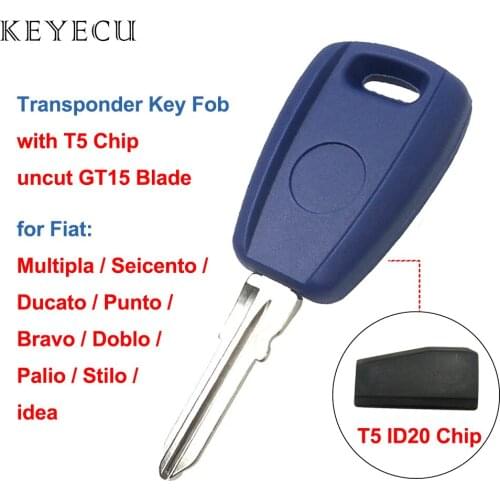 Keyecu Transponder Key with T5 Chip for Fiat Bravo Punto Ducato Daily Scudo - GT15 Blade