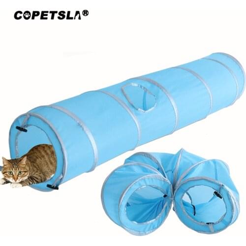 Copetsla Collapsible Cat Tunnel Kitten Play Tube for Large Cats Dogs Bunnies With Ball Fun Cat Toys 2 Hole pet toys