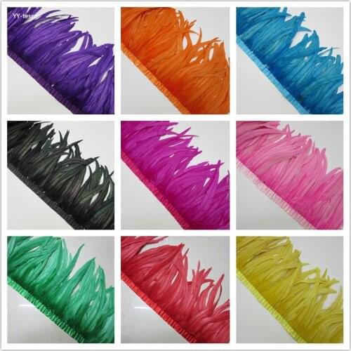 5 yards 35-40cm Natural Rooster Tail Feather Fringe Trim Ribbon Wedding Skirt Dress Decoration DIY Clothes Accessories