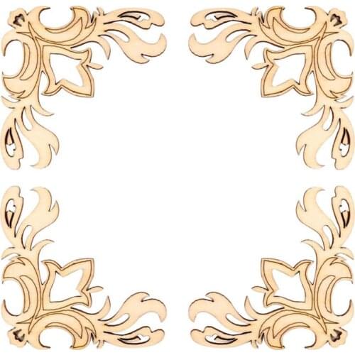 HOT SALES!!!4Pcs Mixed Wooden Flower Lace Window Corner Handicrafts Ornaments Scrapbooking