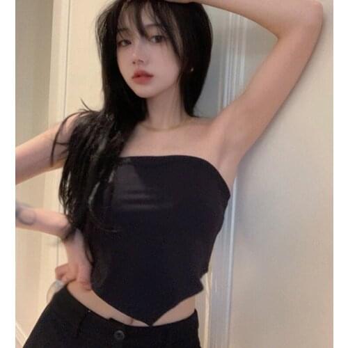 Tank Tops Sexy Strapless Vest Slim Waistcoat Women Fashion Summer Knitting Sexy Crop Top