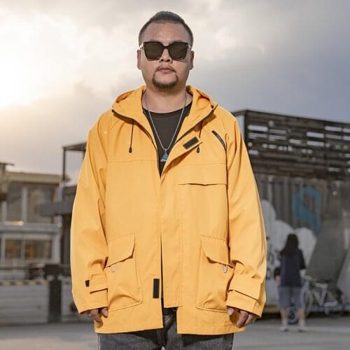 Extra XL Menswear Wholesale Mens Solid Color Hooded Jacket Mens Multi Pocket Off Shoulder Jacket Plus Size Men Clothing