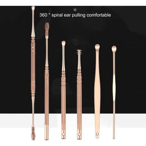 6pcs Earwax Removal Kit Ear Cleaning Ear Pick Set Earwax Remover Ear Spoon Earpick Ear Picker for Ear Massage Ear Care Tools