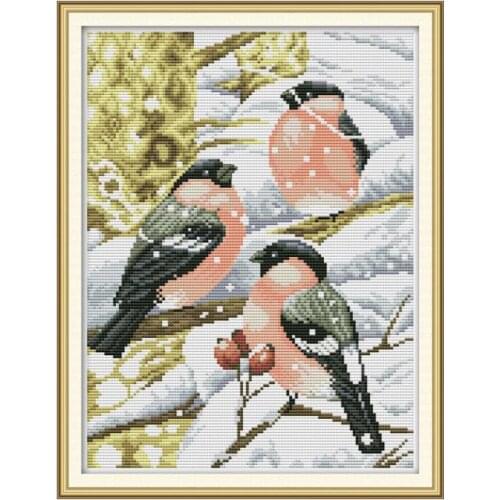 Snowbirds in the snow cross stitch kit aida 14ct 11ct count print canvas stitches embroidery DIY handmade