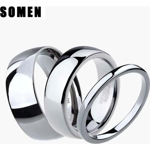3pcs/Lot 2/6/8mm Ring Set Pure Silver Color Tungsten Ring Couple Engagement Rings Lovers Jewelry Wedding Bands Set Alliance Anel