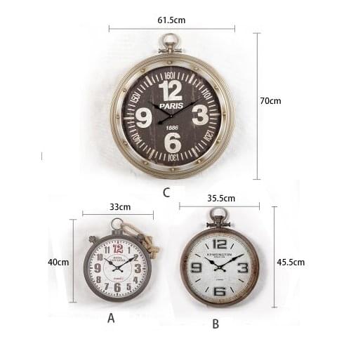 New Industrial Style Wall Clock Living Room Bar Cafe Personality Loft Industrial Wind Large Wrought Iron Decorative Retro Clock