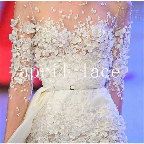 New haute couture 5 yards YY048 applique milk embroidery tulle mesh lace for evening dress/wedding/fashion design,send by dhl