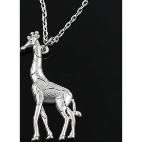 New Fashion Giraffe Deer Pendants Round Cross Chain Short Long Mens Womens Silver Color Necklace Jewelry Gift